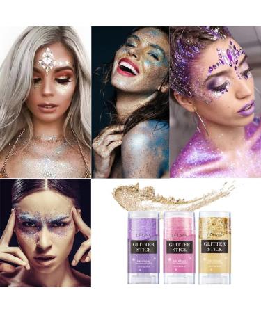 Yeweian Pink Glitter Stick for Face, Body, Lips, Eyes, Nails, and Hair - Holographic Makeup for Singer Concerts and Mardi Gras - Buy Online on GoSupps.com