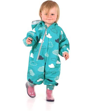 LittleLife Children's Waterproof All-In-One Puddle Rain Suit | Teal Clouds | 18-24 Months - Buy Online on GoSupps.com