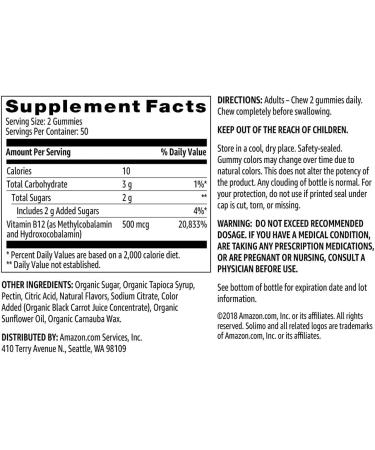 Solimo Vitamin B12 500 mcg Gummies - Energy & Metabolism Support - 100 Count - Buy Online on GoSupps.com