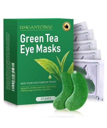 Umeantobee Under Eye Patches for Dark Circles and Puffiness  24 Pairs Green Tea Eye Masks Anti-Aging Hydrating Skin Care for Eye Bags Puffy Eyes Wrinkles with Collagen Eye Pad for Women Men