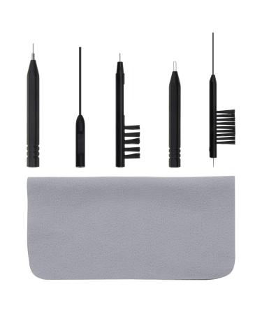 6Pcs Hearing Aid Disassembly Cleaning Tool Kit Multi-Functional Brushes with Magnet Wax Loop Vent Cleaner Steel Pick Microfiber Cloth Universal