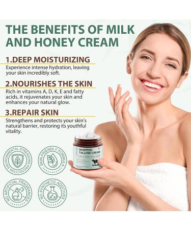 Beef Tallow Creme Bio Beef Tallow Honey Cream for Face Whipped Beef Tallow and Honey Balm Tallow Face Moisturizer for Repairing Damaged Dry Skin Organic Beef Tallow Face Moisturizer for Skin Hydration - Buy Online on GoSupps.com