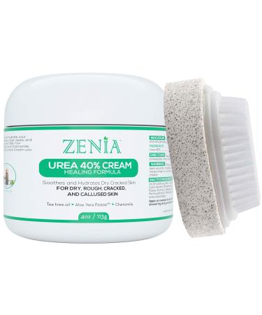 Zenia Urea Cream 40 Percent   4oz Premium Foot Cream for Dry Cracked Feet   Intense Moisturizing and Hydrating Foot Callus Remover Cream   Made in USA - Soothing Foot Care Lotion for Feet  Elbows  Hands  Knees   With 40%...