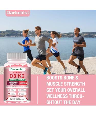 2 Pack Liposomal Vitamin 20 000IU D3 + 400mcg K2 Supplment Complex Magnesium Glycinate Malate & Citrate Calcium Zinc Rich In Vitamins B & C Stress Relief Relaxation & Bone Support for Adults 60 Count (Pack of 2) - Buy Online on GoSupps.com