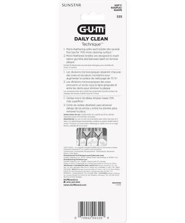 GUM Technique Daily Clean Toothbrush with Quad-Grip Handle & Stay Clean Cap Compact Head & Soft Bristles 3 Toothbrushes Multicoloured Daily Clean 1 count (Pack of 3) - Buy Online on GoSupps.com