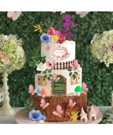 32PCS Fairy Cake Toppers Fairy Cake Decoration Pink Mushroom House Cake Decoration Butterfly Cake Decoration Fairy Garden Topper Fairy Party Supplies Favors for Fairy Birthday Party Baby Shower - Buy Online on GoSupps.com
