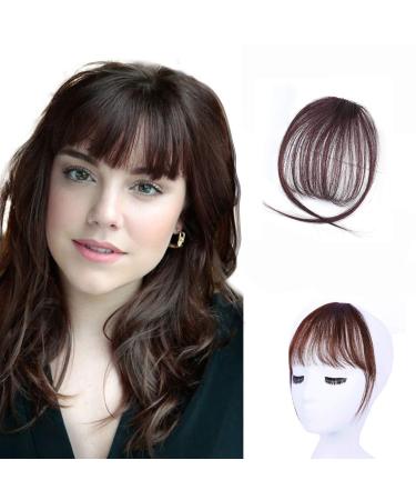 Tizzic Air Hair Bangs - Hair Clip In Bangs Hair Extensions Synthetic Flat Bangs With Temples Invisible Nature Fringe Bangs Hairpiece For Women (DARK BROWN)
