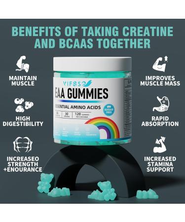 EAA Gummies 120 Count - Blue Raspberry 8000 mg Essential Amino Acids Non-GMO Gluten Free Vegetarian Friendly | All 9 EAAs & BCAAs - Buy Online on GoSupps.com