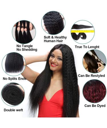 Buy Ifly Brazilian Real Hair Yaki Bundles - 100% Virgin Human Hair Extensions (10 12 14 inches) - Kinky Straight Natural Black Color - Buy Online on GoSupps.com