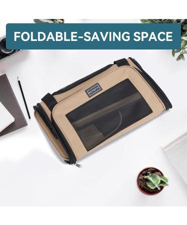 Petsfit TransportBox for Cats & Dogs | Foldable Carrying Bag - Portable Travel Bag with Shoulder Strap & Expandable Bed Inlay - Large - Khaki - Buy Online on GoSupps.com