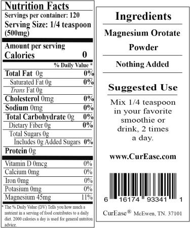 Premium Magnesium Orotate Powder 500mg - 120 Servings - Buy Online on GoSupps.com