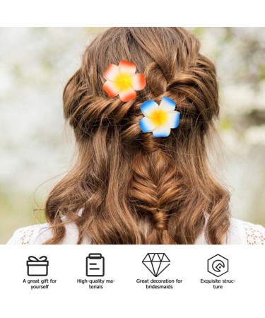 18 Pieces Frangipani Hair Clips - Hawaiian Flower Hair Accessories | Chiffon Plumeria & Hibiscus Hair Clamps for Parties - Buy Online on GoSupps.com