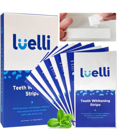 LUELLI Teeth Whitening Strips - White Strips Teeth Whitening Kit - Whiter Teeth in 7 Days Up to 10 Shades Whiter - 14 Treatments 28 Strips