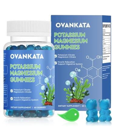 OVANKATA Potassium Magnesium Gummies High Absorption Potassium Citrate and Magnesium Citrate Chewable Gummy Supplements for Leg Cramps & Muscle Relaxation 60 Count 60 Count (Pack of 1)