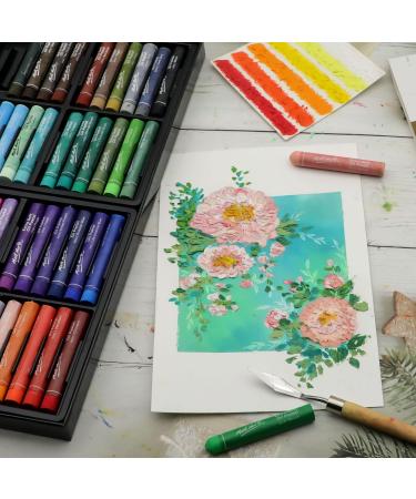 Mont Marte 52pc Extra Soft Oil Pastels - Assorted Vibrant Colors for Blending, Layering & Shading - Ideal for Art, Craft, Coloring and Sketching - Multicolor 52 Count - Buy Online on GoSupps.com