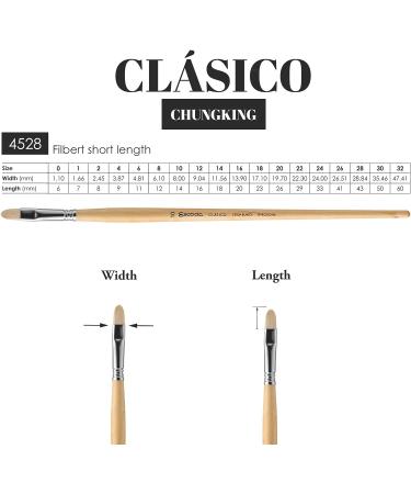 Escoda Clasico 4528 Long Handle Oil & Acrylic Paint Brush, Size 8 Short Filbert - Chungking Hog Bristle - Buy Online on GoSupps.com