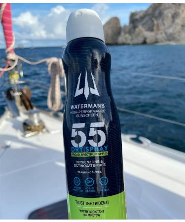 Watermans SPF 55 Dry Spray Sunscreen | Reef Safe Broad Spectrum Formula | Fragrance, Oxybenzone Free - Buy Online on GoSupps.com