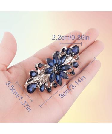 WLLHYF Blue Vintage Rhinestone Flower Hair Clip - Luxury Jewelry Design Barrette for Women and Girls - Buy Online on GoSupps.com