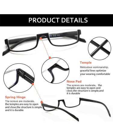 Kerecsen 5-Pack Half-Moon Reading Glasses for Women & Men - Black 2.0 Reader Frames with Spring Hinges | International Shipping Available - Buy Online on GoSupps.com