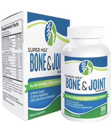 2-Month Bone & Joint Support Supplement with 13 Active Ingredients (All-in-1) Bone Strength & Joint Mobility Health Complex - Bone Supplements - Joint Supplements - 180 Tablets