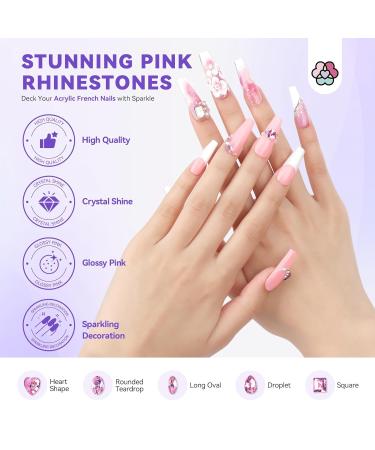 SAVILAND Acrylic Nail Kit - Complete Set with Keratin Powder Castor Oil Vitamin E Nail Primer Glue French Tips & Pink Rhinestones for Beginners - DIY Home Salon Essentials - Buy Online on GoSupps.com