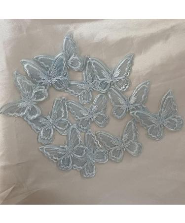 12pcs Light Blue Butterfly Lace Trim Organza Patches for DIY Crafts and Wedding Decor - Buy Online on GoSupps.com