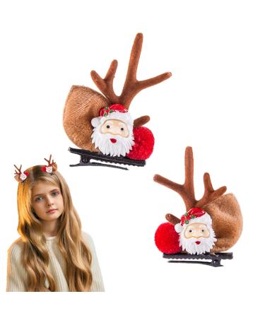 Reindeer Antler Hair Clips - Cute Reindeer Antler Hairpin - Deer Headband Antlers Headdress Hairpin For Puchen #2 Santa Claus Head Clamp