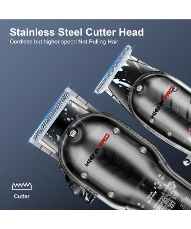 Hiena Pro Hair Clippers Men + T Liners Hair Trimmer Set Barber Cordless Professional Clippers for Hair Cutting with Led Display Gifts for Men Black - Buy Online on GoSupps.com