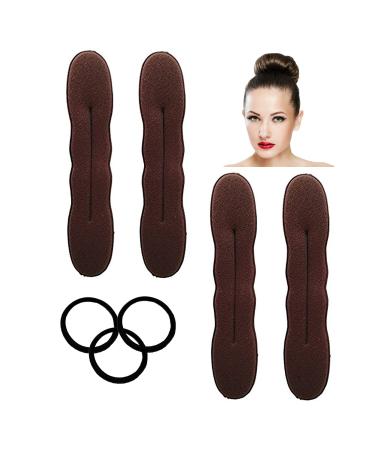 Styla Hair Brunette Magic Hair Bun Maker 4 Pack Large Foam Sponge Buns Shaper Accessories Strong Flexible Reusable Bun Twister for Updos, Ballet Buns, French Twist, Waves & more! - Buy Online on GoSupps.com