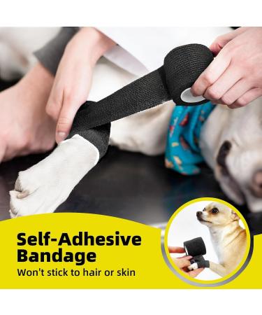 Anjocare Self-Adhesive Bandage Wrap (8 Pack) - Breathable Cohesive Bandage for First Aid Sports Injuries Dog Vet Use - 5cm x 4.5m Black - Buy Online on GoSupps.com