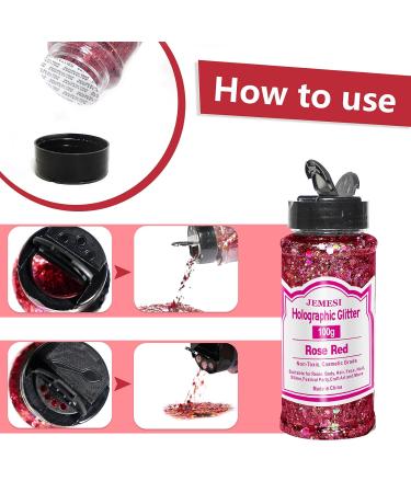 HOLOGRAPHIC Chunky Glitter - Rosenrot 100g | Craft Glitter for Resin Face Nail Body & Slime - Ideal for Festivals & Parties - Buy Online on GoSupps.com
