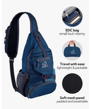 Waterfly Small Foldable Sling Bag | Crossbody Backpack for Men | Lightweight Travel & Hiking - Blue - Buy Online on GoSupps.com