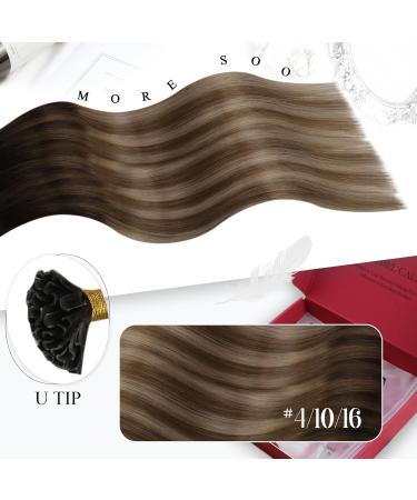 Moresoo U Tip Extensions - Real Hair Ombre Brown to Blonde Keratin Bonding - Remy Hair Extensions 50g 55cm #4/10/16 - Buy Online on GoSupps.com