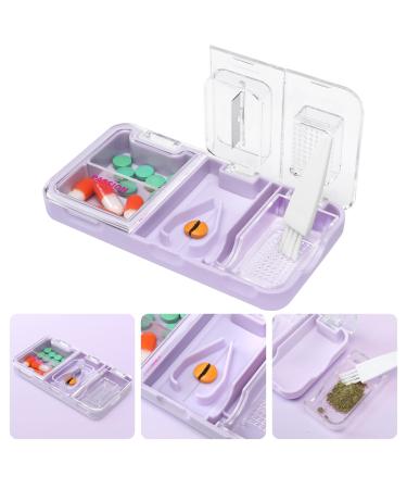 Toplive Portable 3-in-1 Pill Cutter and Pill Grinder and Pill Holder Accurate Easy Cutting Medication Crusher for Small Large Pills Vitamin Tablets Splitter for Elderly Kids Pets Purple