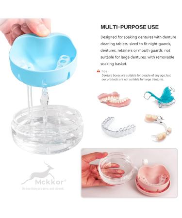 Denture Case Kit - 2 Pack No-Leak Denture Bath Box with Strainer & Mirror - Grey & Blue - Buy Online on GoSupps.com