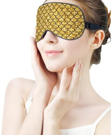 Gold Glitter Scales Sleep Mask for Women | Adjustable Eye Shades Cover with Elastic Strap - Luxurious Comfort & Style - Buy Online on GoSupps.com