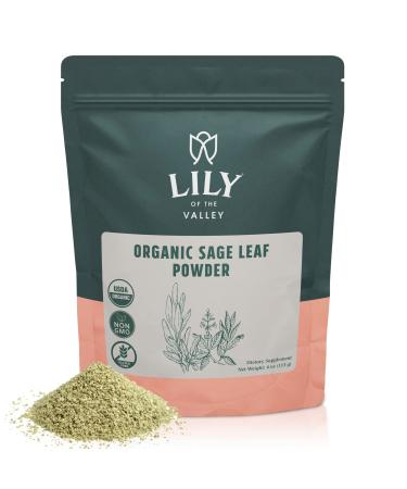 Lily of the Valley Organic 100% Natural Sage Leaf Powder- Ground Non-GMO & Gluten-Free, USDA & Halal Certified- Vegan-Friendly Seasoning Herb Spice (4oz) 4 Ounce