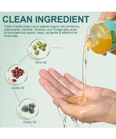 Yoken Pure Castile Liquid Soap EWG Verified Organic & Unscented (8 OZ) | Vegan Multi-Purpose Soap for Face Laundry Dishes Sensitive Skin Travel-Friendly 8 Fl Oz - Buy Online on GoSupps.com