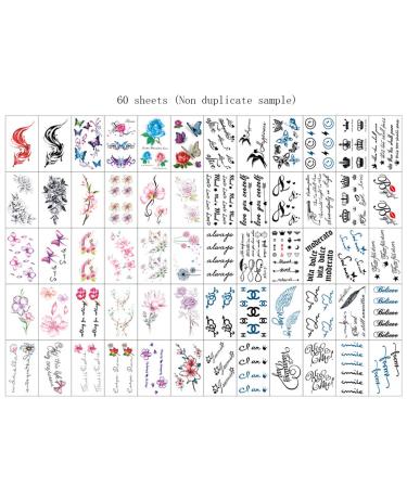 Floral Animal Temporary Tattoo Sticker Set - 60 Sheets, Fake Tattoos for Adults & Kids, Butterfly Swallow Design, Arm, Neck, Finger Decor - Buy Online on GoSupps.com