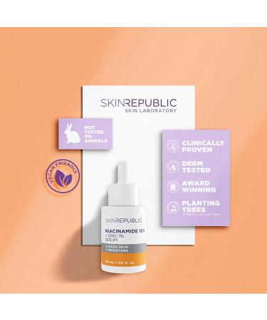 Skin Republic Niacinamide 10% + Zinc 1% Brightening Serum Minimises Excess Oil Pigmentation & Uneven Skin Tone (30ml) - Buy Online on GoSupps.com