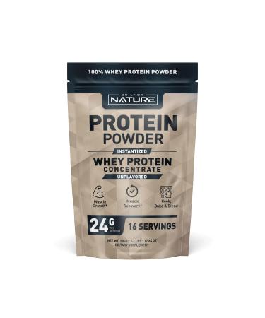 Built by Nature Unflavored Protein Powder - Instantized Whey Protein Concentrate - 1.1 Lb 16 Servings