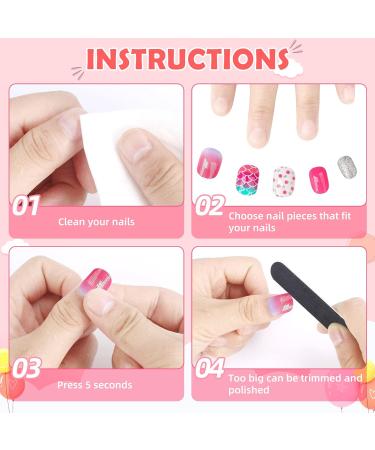 Obidodi 72pcs Kids False Nails Girls Press on Nails Short Full Cover Fake Nail Kits Kids Stick on Nails Girls Children Nail Design Decoration False Nails for Kids Kit - Buy Online on GoSupps.com