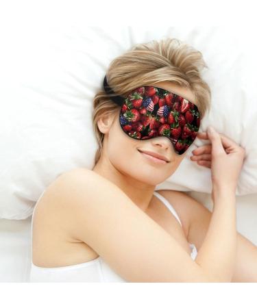 Funny U.S. Flag Strawberries Eye Mask - Soft Adjustable Blindfold for Sleep & Travel - Buy Online on GoSupps.com