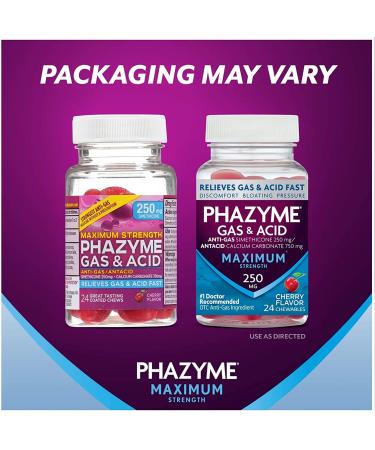 Phazyme Maximum Strength Gas & Acid Relief - Fast-Acting Cherry Flavor - 24 Chews (Packaging May Vary) - Buy Online on GoSupps.com