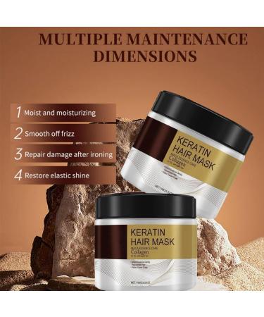 2PC Collagen Hair Treatment Keratin Hair Mask Collagen Treatment Collagen Hair Mask Deep Repair Conditioner Hair Masks Keratin Care Hair Mask Collagen Hair Mask Essence for Dry Damaged Hair for All - Buy Online on GoSupps.com