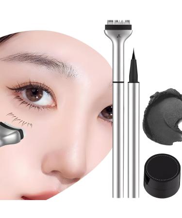 Lower Lash Stamp 2 in 1 Eyeliner Stamp Eyelash Stamps Tool Lower Lash Stamp with Ink Eyelashes Stamp Lower Eyelash Stamps Quick Eye Makeup Tool (Black)