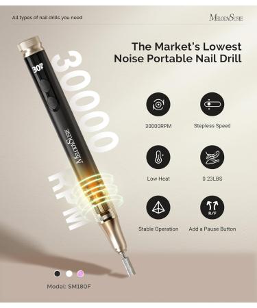 MelodySusie 30000RPM Portable Electric Nail Drill - Cordless Rechargeable Efile Kit for Professional Manicure & Pedicure - Perfect for Acrylic & Gel Nails - Buy Online on GoSupps.com