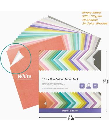 48 Sheets Livholic Pastel Scrapbook Paper 12x12 Inch - Assorted Colors 120gsm - Ideal for Cardmaking, Origami, and Kids Crafts - Buy Online on GoSupps.com