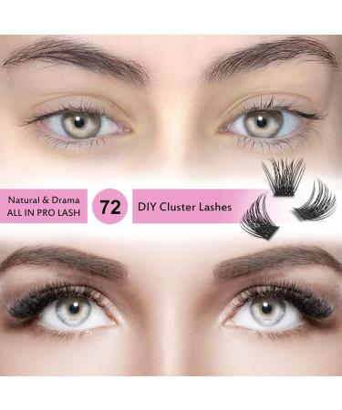 72 Pcs Soft Cluster Lash Extensions | DIY Volume Eyelashes 16mm | Super Thin Band - Buy Online on GoSupps.com