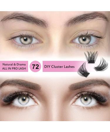 72 Pcs Individual Lash Clusters for DIY Extension - 10mm Volume Eyelashes | Super Thin Band, Comfortable Fit - Buy Online on GoSupps.com